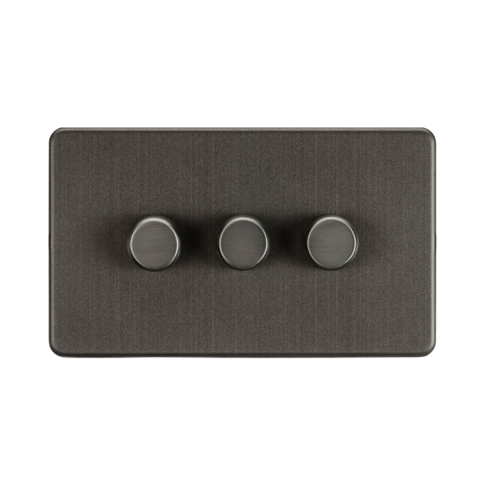 Smoked Bronze Dimmer Switch (3G 2-way) by Knightsbridge with Smooth Dimming