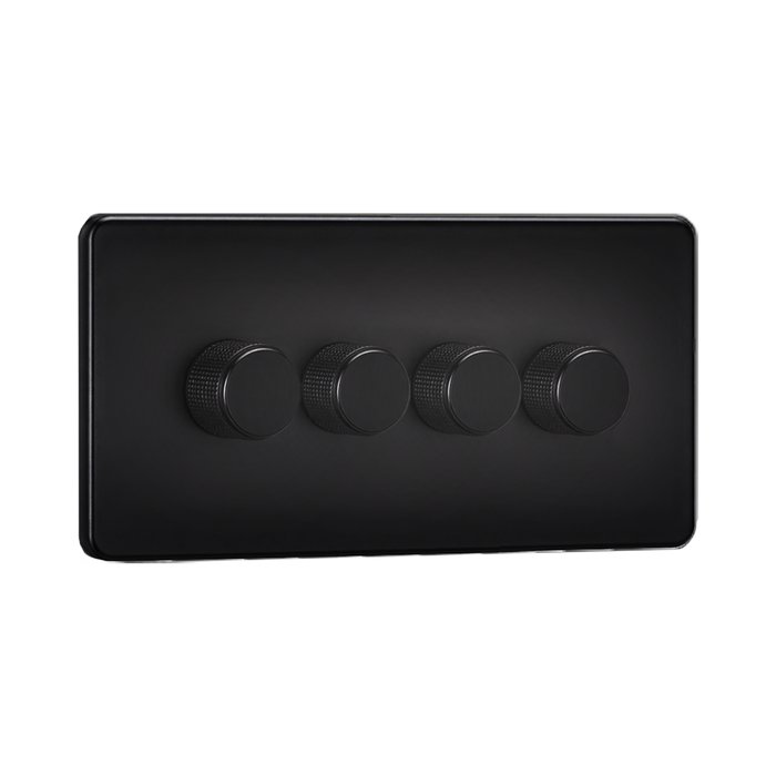Knightsbridge Screwless Matt Black 4G Dimmer SF2194MBB