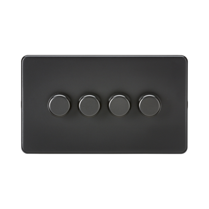 Knightsbridge Screwless Matt Black 4G Dimmer SF2194MBB