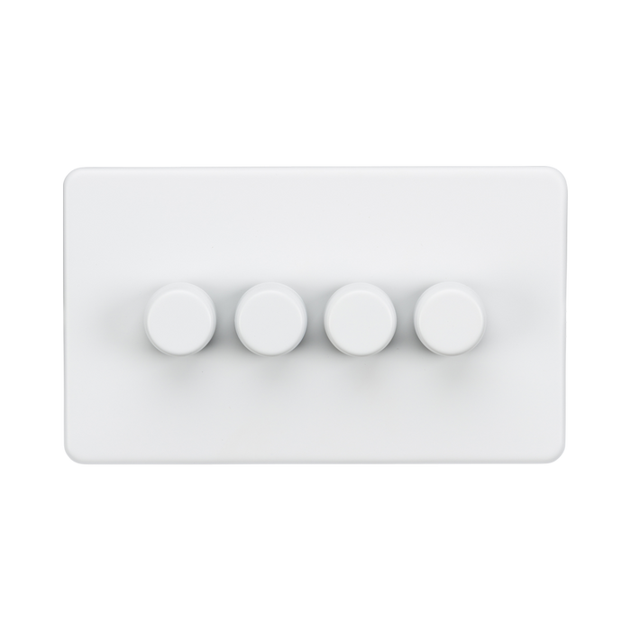 Knightsbridge Screwless Matt White 4G Dimmer SF2194MW