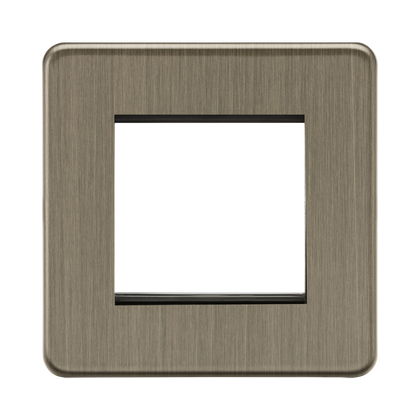 Knightsbridge Screwless Antique Brass 2G Modular Faceplate SF2GAB