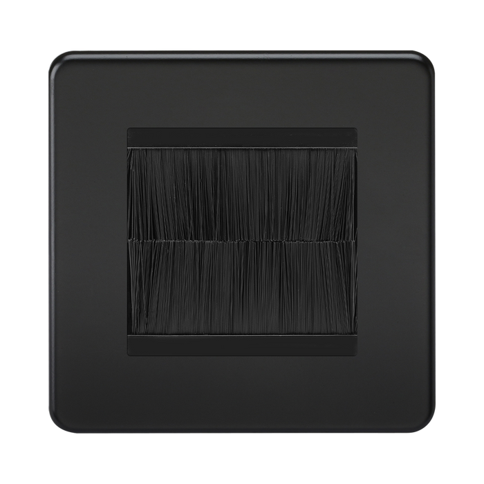 Knightsbridge Screwless Matt Black 2G Cable Brush Outlet SF2GMBBRB