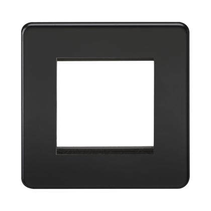 Knightsbridge Screwless Matt Black  2G Modular Faceplate SF2GMB