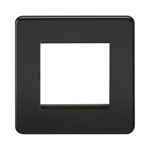 Knightsbridge Screwless Matt Black  2G Modular Faceplate SF2GMB