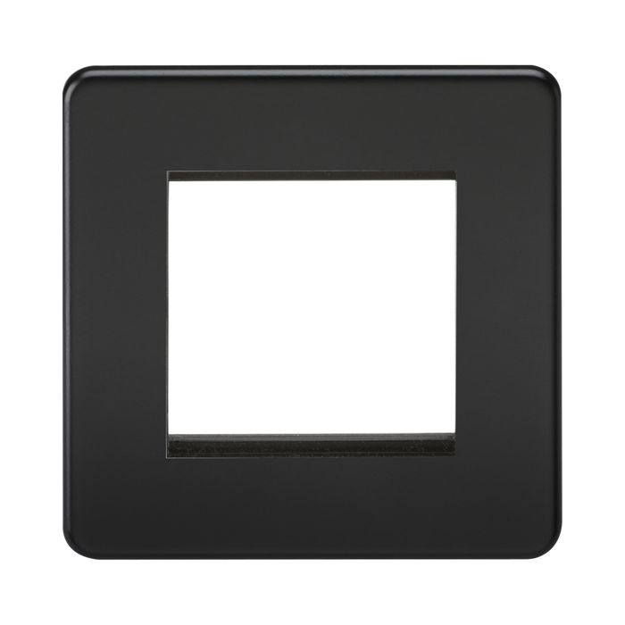 Knightsbridge Screwless Matt Black  2G Modular Faceplate SF2GMB