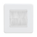 Matt White 2G Brush Cable Outlet by Knightsbridge with Cable Outlet
