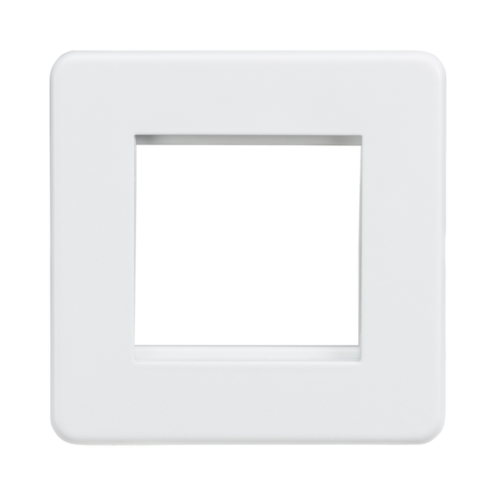 Knightsbridge Screwless Matt White  2G Modular Faceplate SF2GMW