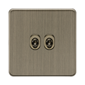 Antique Brass Toggle Light Switch (2G 2-way) by Knightsbridge with Toggle Switch rated 10AX
