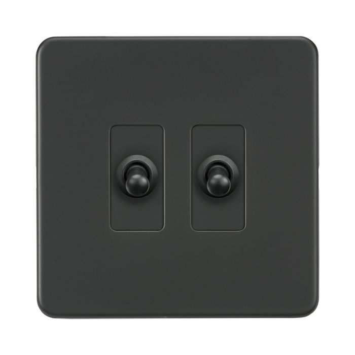 Knightsbridge Screwless Anthracite 10AX 2G Toggle Switch SF2TOGMAT