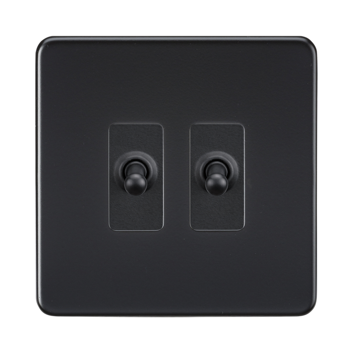 Matt Black Toggle Light Switch (2G 2-way) by Knightsbridge with Toggle Switch rated 10AX