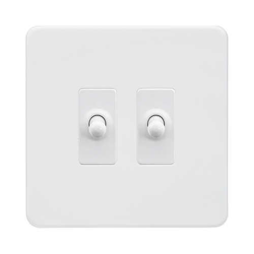 Knightsbridge Screwless Matt White 10AX 2G Toggle Switch SF2TOGMMW