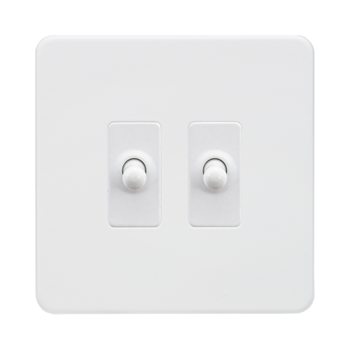 Matt White Toggle Light Switch (2G 2-way) by Knightsbridge with Toggle Switch rated 10AX