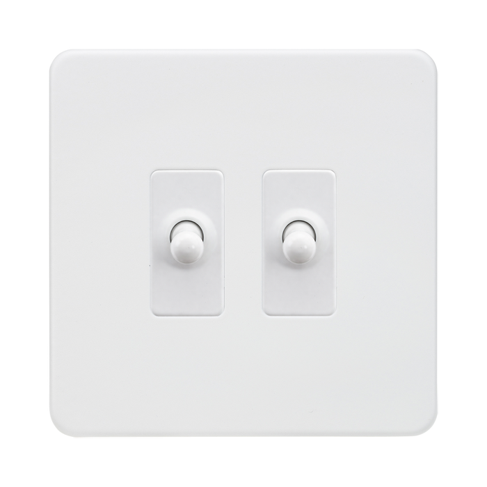 Matt White Toggle Light Switch (2G 2-way) by Knightsbridge with Toggle Switch rated 10AX