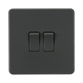 Anthracite Light Switch (2G 2-way) by Knightsbridge with Screwless flat plate rated 10AX