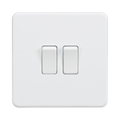 Matt White Light Switch (2G 2-way) by Knightsbridge with Screwless flat plate rated 10AX