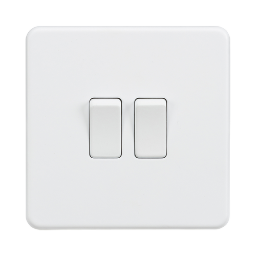 Knightsbridge Screwless Matt White 10AX 2G Light Switch SF3000MW