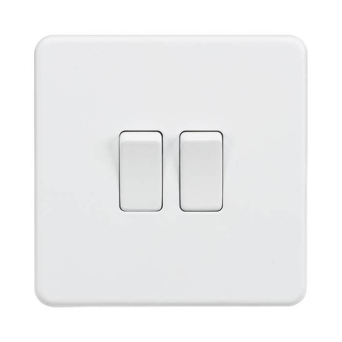 Matt White Light Switch (2G 2-way) by Knightsbridge with Screwless flat plate rated 10AX