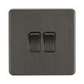 Smoked Bronze Light Switch (2G 2-way) by Knightsbridge with Screwless flat plate rated 10AX