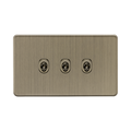 Antique Brass Toggle Light Switch (3G 2-way) by Knightsbridge with Toggle Switch rated 10AX