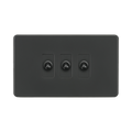 Anthracite Toggle Light Switch (3G 2-way) by Knightsbridge with Toggle Switch rated 10AX
