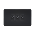 Matt Black Toggle Light Switch (3G 2-way) by Knightsbridge with Toggle Switch rated 10AX