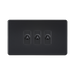 Matt Black Toggle Light Switch (3G 2-way) by Knightsbridge with Toggle Switch rated 10AX