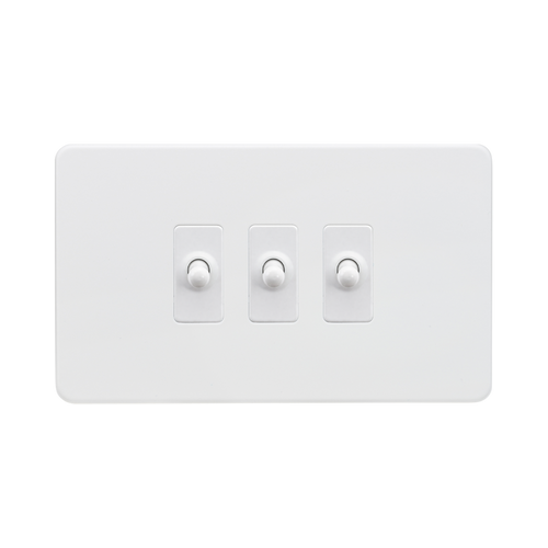 Knightsbridge Screwless Matt White 10AX 3G Toggle Switch SF3TOGMMW