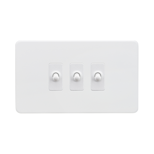 Matt White Toggle Light Switch (3G 2-way) by Knightsbridge with Toggle Switch rated 10AX