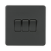 Anthracite three-gang switch on a white background