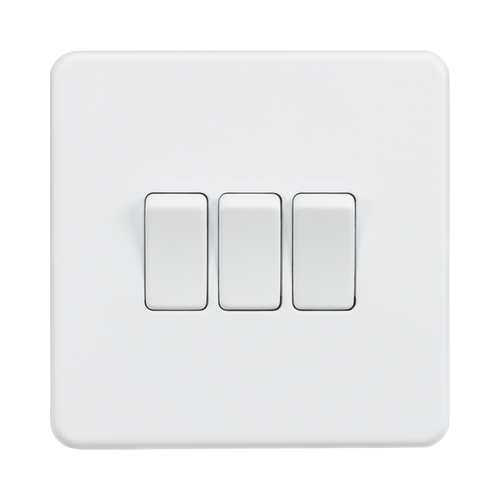 Knightsbridge Screwless Matt White 10AX 3G Light Switch SF4000MW