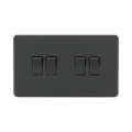 Anthracite Light Switch (4G 2-way) by Knightsbridge with Screwless flat plate rated 10AX