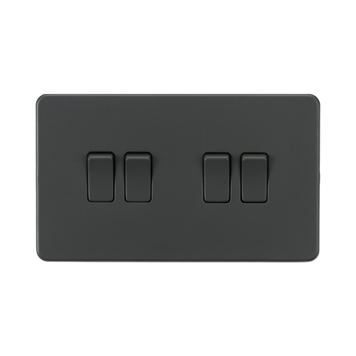 Anthracite rectangular switch with four toggle switches on a white background