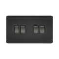 Matt Black Light Switch (4G 2-way) by Knightsbridge with Screwless flat plate rated 10AX