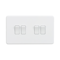 Matt White Light Switch (4G 2-way) by Knightsbridge with Screwless flat plate rated 10AX