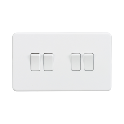 Knightsbridge Screwless Matt White 10AX 4G LightSwitch SF4100MW