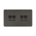 Smoked Bronze Light Switch (4G 2-way) by Knightsbridge with Screwless flat plate rated 10AX