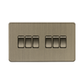 Antique Brass Light Switch (6G 2-way) by Knightsbridge with Screwless flat plate rated 10AX