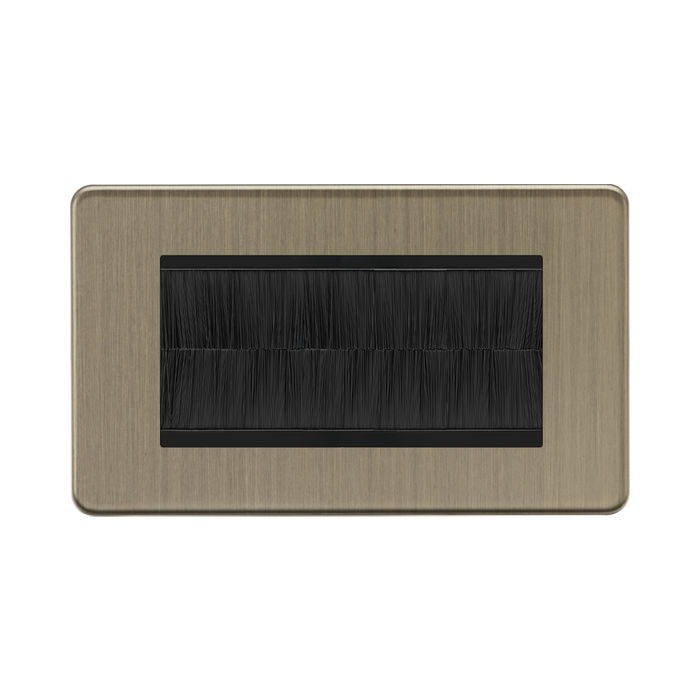 Knightsbridge Screwless Antique Brass 4G Cable Brush Outlet SF4GABBRB