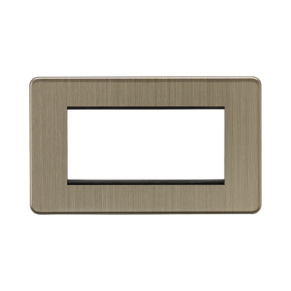 Knightsbridge Screwless Antique Brass 4G Modular Faceplate SF4GAB