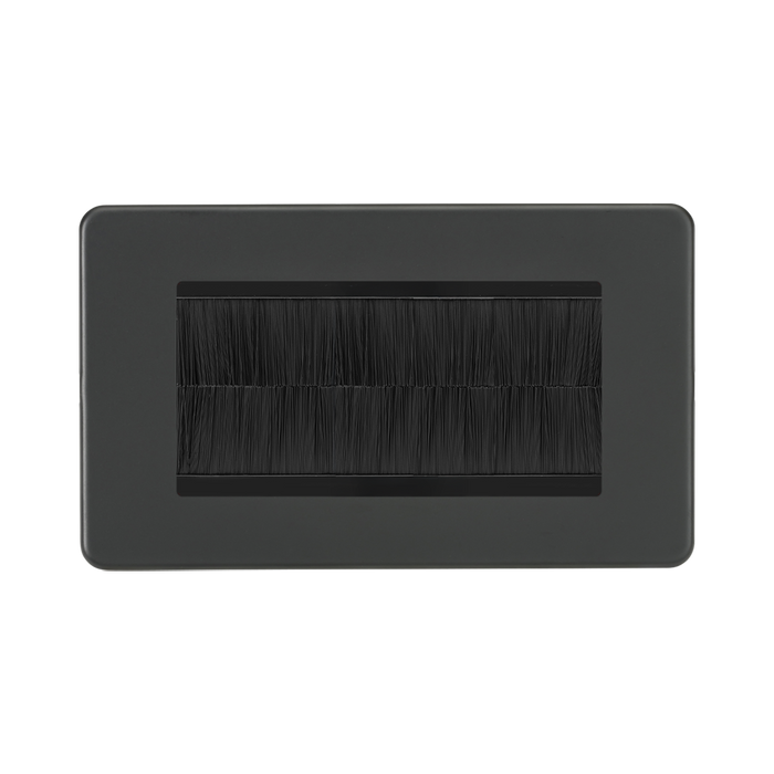 Anthracite 4G Brush Cable Outlet by Knightsbridge with Cable Outlet