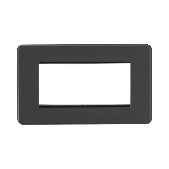 Knightsbridge Screwless Anthracite 4G Modular Faceplate SF4GAT