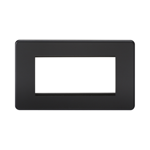 Knightsbridge Screwless Matt Black 4G Modular Faceplate SF4GMB