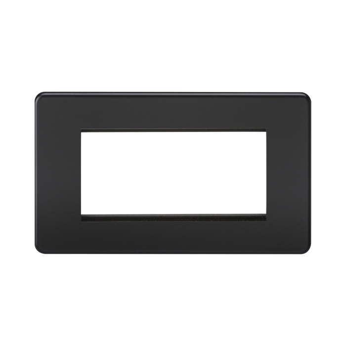 Knightsbridge Screwless Matt Black 4G Modular Faceplate SF4GMB