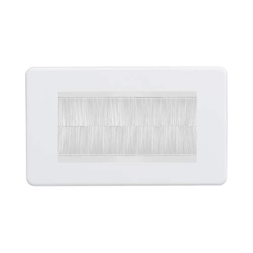 Knightsbridge Screwless Matt White 4G Cable Brush Outlet SF4GMWBRW