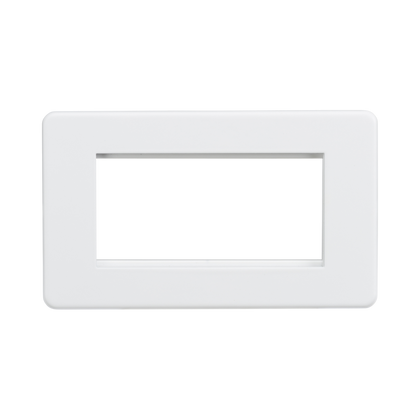Knightsbridge Screwless Matt White 4G Modular Faceplate SF4GMW