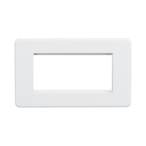 Knightsbridge Screwless Matt White 4G Modular Faceplate SF4GMW