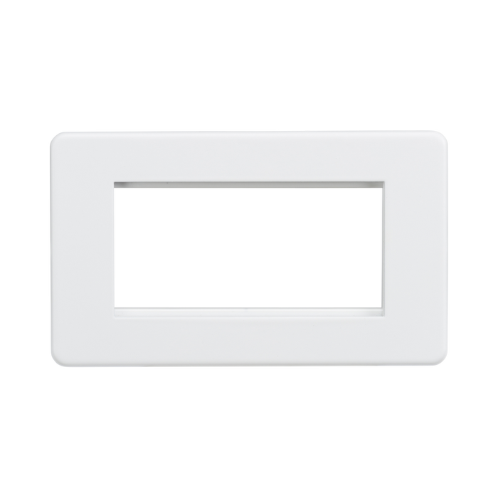 Knightsbridge Screwless Matt White 4G Modular Faceplate SF4GMW