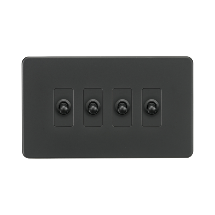 Anthracite Toggle Light Switch (4G 2-way) by Knightsbridge with Toggle Switch rated 10AX