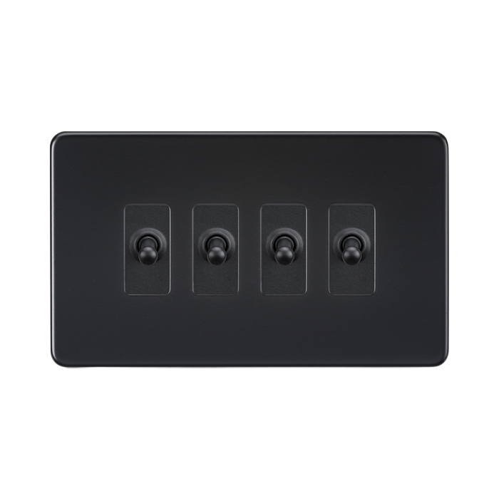 Matt Black Toggle Light Switch (4G 2-way) by Knightsbridge with Toggle Switch rated 10AX