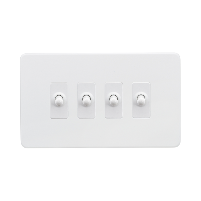 Matt White Toggle Light Switch (4G 2-way) by Knightsbridge with Toggle Switch rated 10AX